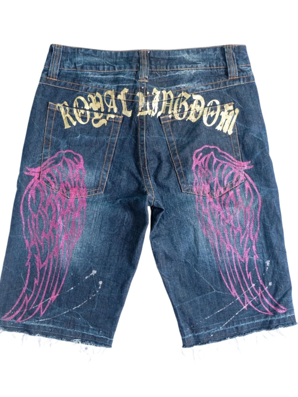 Sorridere splashed wing distressed short denim